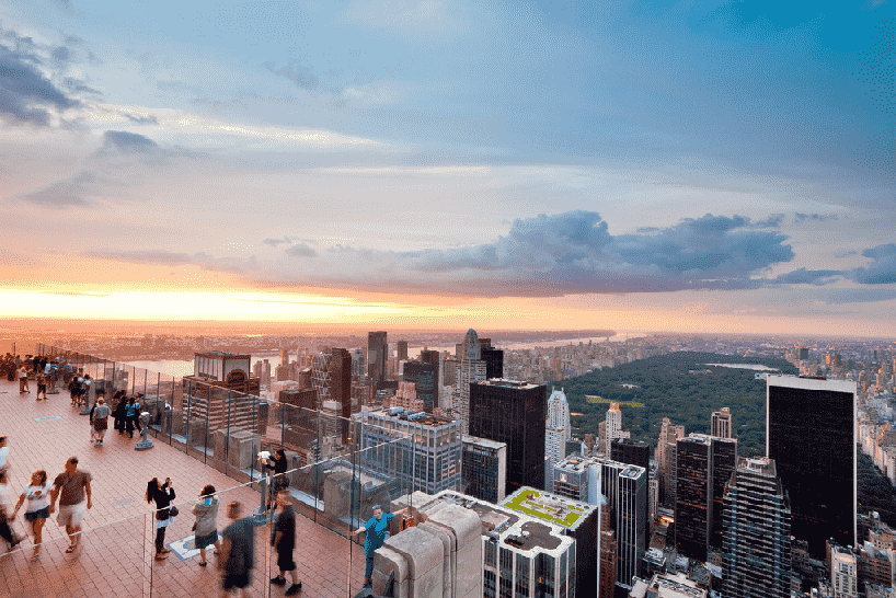 Pôr do sol no Top of the Rock em Nova York