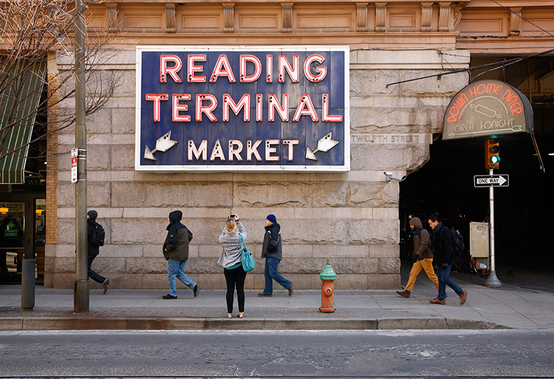 Fachada do Mercado Reading Terminal Market na Filadélfia