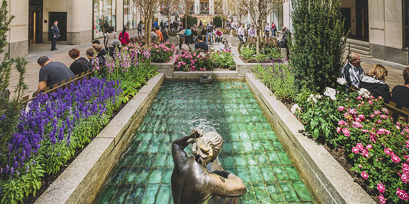 Channel Gardens no Rockefeller Center em Nova York