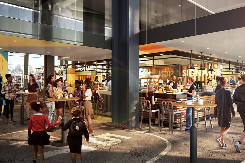 Novo mercado Food Hall em Nova York por dentro