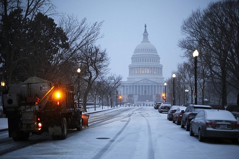 Capitólio dos Estados Unidos coberto em neve