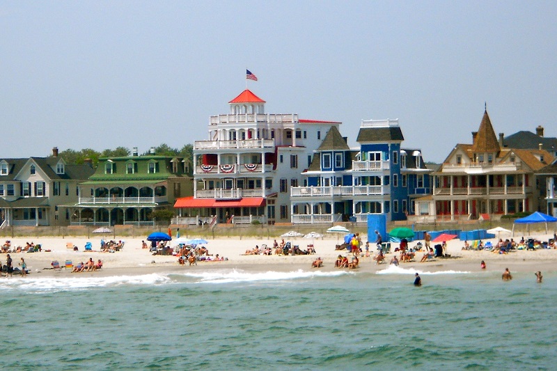 Praia na cidade de Cape May em Nova Jersey