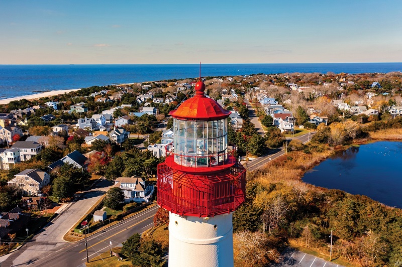 Vista ampla da cidade de Cape May em Nova Jersey