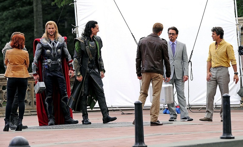 "Os Vingadores" gravando no Central Park em Nova York