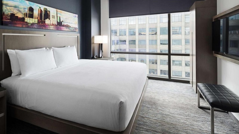 Quarto do hotel Hyatt House em Jersey City em Nova Jersey