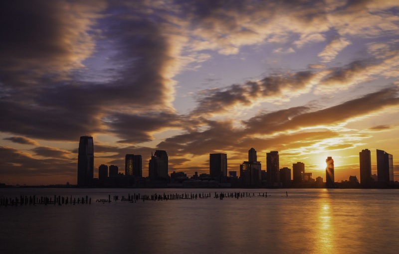 Pôr do sol na primavera em Nova Jersey