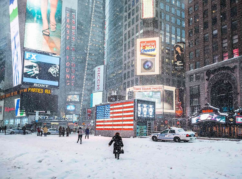 Dia de bastante neve em Nova York