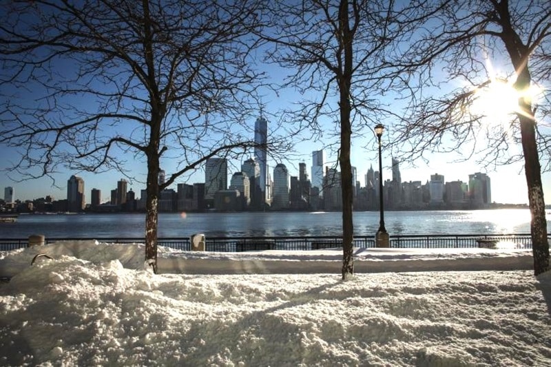 Neve na cidade de Jersey City em Nova Jersey