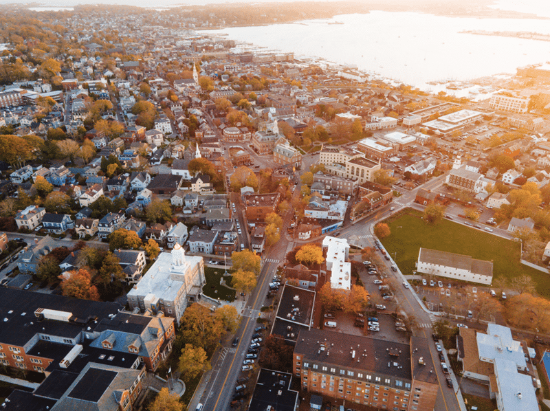 Cidade de Newport em Nova Jersey no mês de outubro