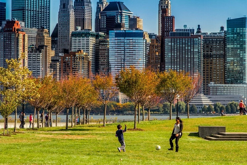 Bairro Paulus Hook na cidade de Jersey City em Nova Jersey